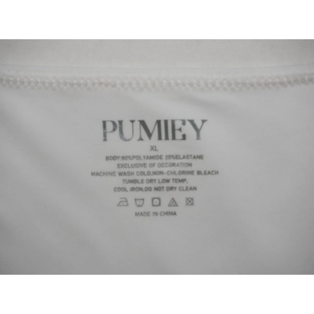 PUMIEY V-Neck T-Shirt Women Extra Large White Short Sleeve Stretch Top - Picture 7 of 8